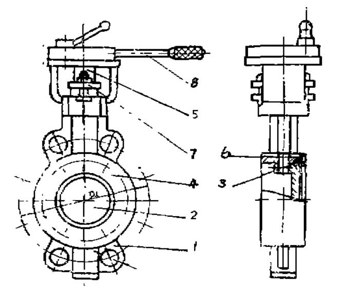 鑄鋼對夾硬密封蝶閥結(jié)構(gòu)圖 鑄鋼對夾硬密封蝶閥結(jié)構(gòu)圖