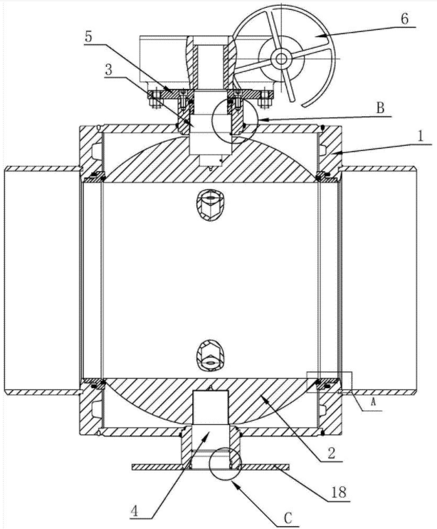 全焊接球閥閥體結構示意圖 全焊接球閥閥體結構示意圖